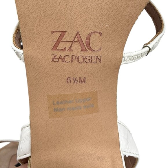 Zac Posen Sammy Leather & woven material women's strappy heeled sandals sz 6.5 - Picture 6 of 9